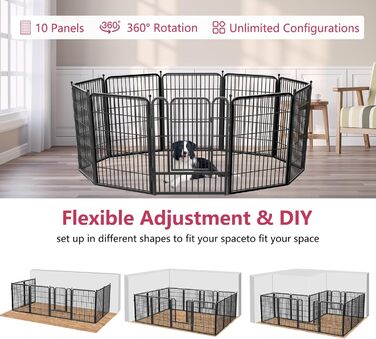 Металевий вольєр для собак на 10 панелей, 81,3 см, для собак різних розмірів, вольєр для собак, переносний забіг, вольєр для цуценят, з дверцятами, 69,8 см x 81,3 см