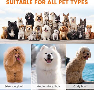 Машина для стрижки собак AIRROBO PG10 з пилососом 12000 Pa, щітка для собак, видалення шерсті для собак і котів, тиха машинка для стрижки з набором інструментів, чорний контейнер 1.4L