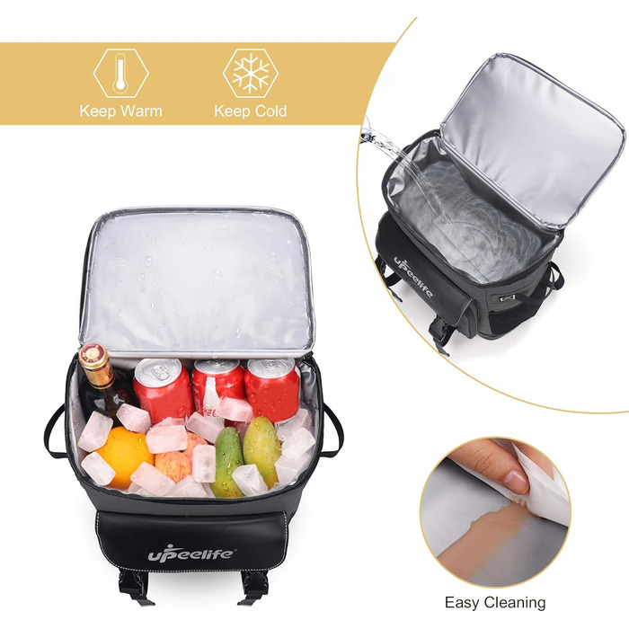 Рюкзак-холодильник Upeelife 30L з килимком для пікніка та кріпленням, водонепроникний, для кемпінгу та пікніків (сірий)