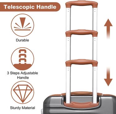 Чемодан British Traveller середнього розміру, 64 x 43 x 26.5 см, з TSA-замком, ABS+PC, сірий (24'+28')
