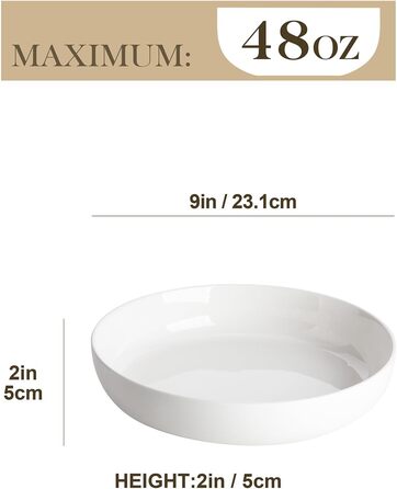 MALACASA Muesli Bowls 4-Piece Set, 700ml Soup Bowls Porcelain Salad Bowl Set Dessert Bowls Breakfast Bowls Ceramic Large Bowls Set for Noodles, Salad, Fruit, LUNA Series White