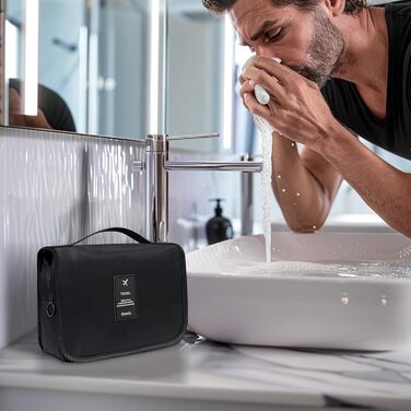 Чоловіча косметичка для подорожей з ручкою, чорна, з кількома відділеннями