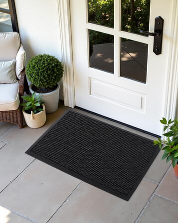 Килимок для дому та вулиці COLOR&GEOMETRY 43x76 см - антиковзаюча, легко миється, для входу, сірий/чорний