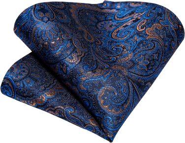 Чоловіча краватка з візерунком пейслі, шовкова краватка, нагрудна хустинка, запонки, краватки-кліпса для весілля та випускного, темно-синій