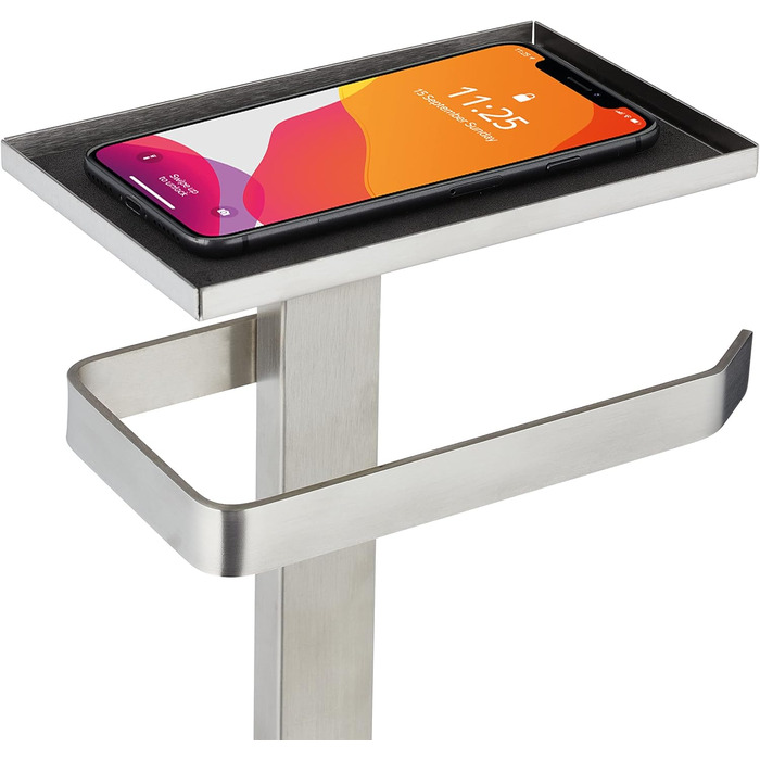 Набір для ванної кімнати Relaxdays з тримачем для туалетного паперу, щіткою для унітазу та підставкою, з полицею, 69x25x18 см, сріблястий