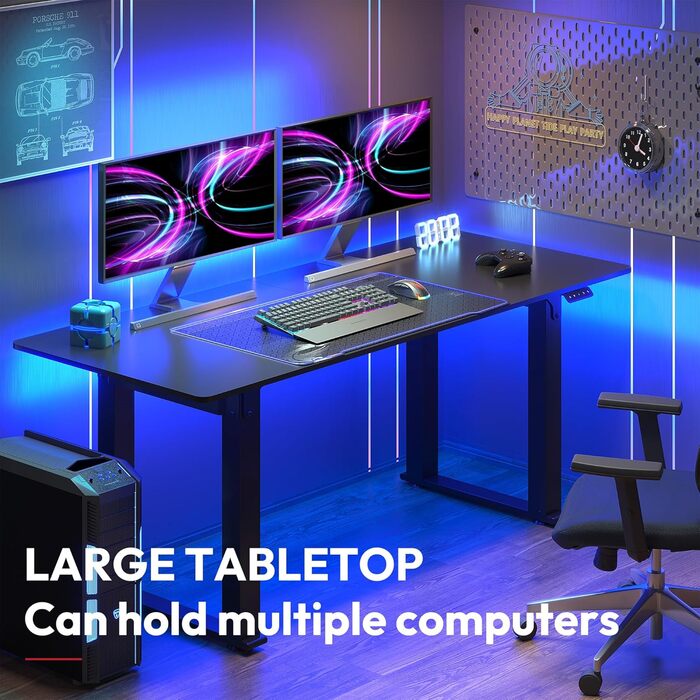 Регульований стіл Sanodesk (180x110 см) - кутовий, з двома моторами, пам'ять, білий. Розміри: 180x80 см, чорний