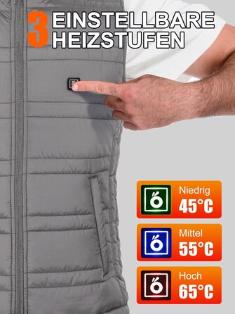 Обогреваемый жилет UNBON для мужчин и женщин с Powerbank 10000mAh USB, 3 режима нагрева, 6 зон обогрева, аккумулятор (L, Серый)