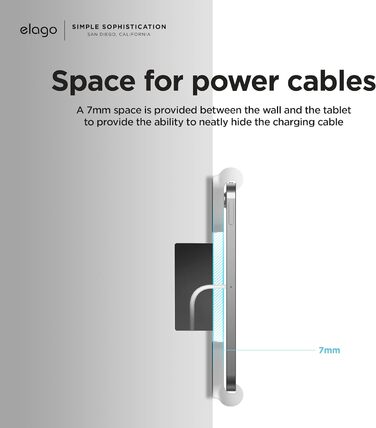 Тримач для планшета elago Home Hub Mount для Apple iPad, iPad Air/Pro, Samsung Galaxy Tab та інших планшетів, силіконовий, з кабелем-менеджментом (Білий)