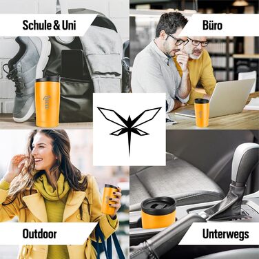 Термокружка KUINEA для кави та чаю, 350 мл, нержавіюча сталь, з герметичним клапаном, 6 годин тепла, без BPA, зелений (з можливістю гравіювання імені)