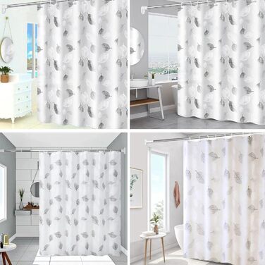 Шторка для душу 180x200 см антигрибкова, водовідштовхувальна, швидко сохне, текстиль, пральна машина, 12 гачків для ванної кімнати