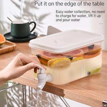 Drink dispenser with faucet, water dispenser for refrigerator, plastic water dispenser with lid, transparent, for parties, weddings, restaurant (5 l)