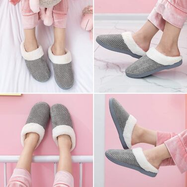 Тапочки жіночі зимові з меморі-піною, теплі, зручні, з антиковзаючою підошвою, плюшеві, легкі, для дому, сірі, 40/41 EU