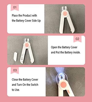 Набір для стрижки кігтів собак і котів Profi з підсвічуванням та захистом від бризок, рожевий