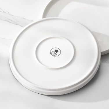 MALACASA, Leah Series, Dinnerware Set for 4 People, 12-Piece Porcelain Tableware Set Combination Set White, Dishware with Raised Edge consisting of 4x Dinner Plates, 4x Dessert Plates, 4x Cereal Bowls White, 12-Piece
