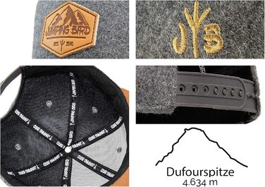 Кепка бейсболка Jumping Bird • Фільц, унісекс, регульована • Темно-сіра