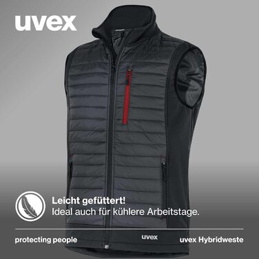 Жилет робочий Uvex tune-up Hybrid для чоловіків - степна, міцна, для активного відпочинку, темно-синій (XXL, чорний/червоний)