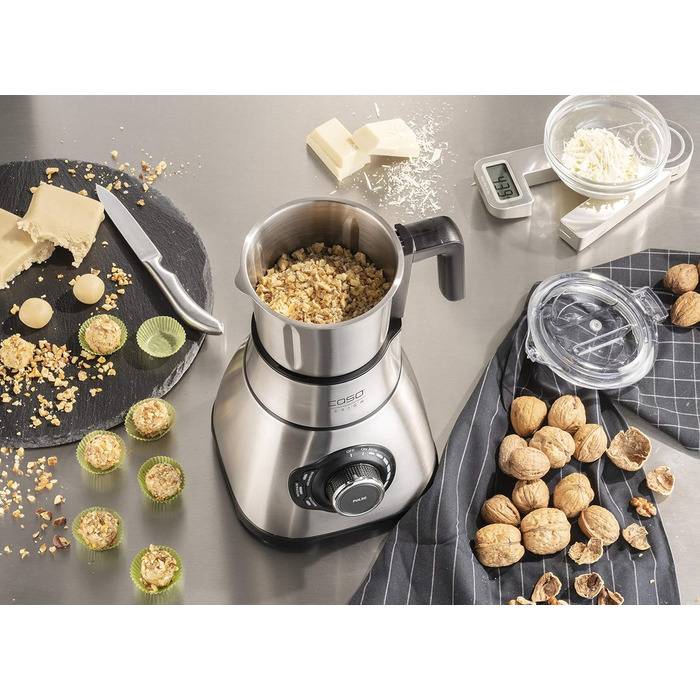 CASE B 1800 PowerBlender Set - Stand Mixer, 28,000 RPM, 1.75 L Glass Container, incl. Drinking Bottle and Chopper, Mixer Test Winner with Very Good Rating, Stainless Steel Stand Mixer + Accessories