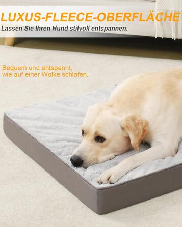 Ортопедичне ліжко для собак великих порід, 105x70 см, знімний чохол, двостороннє, сіре