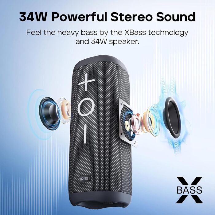 Tribit StormBox 2: Портативна Bluetooth колонка 34 Вт, IPX7, 24 год, XBass