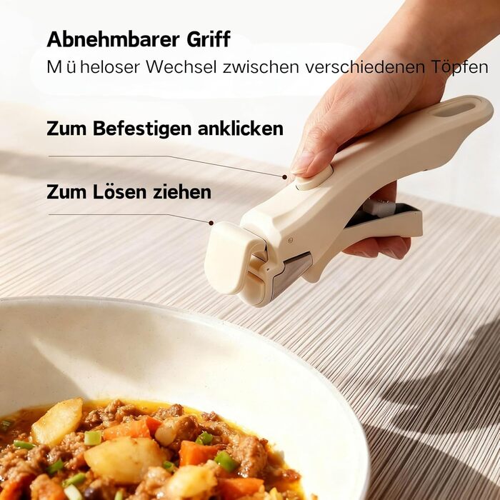 Набір каструль LEADZM з керамічним покриттям, 22 шт., для всіх плит, індукційні, без PFOA/PFOS (Бежевий)