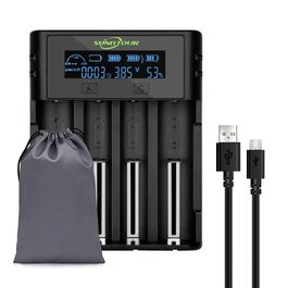 Зарядний пристрій SUNLYTOUR для акумуляторів Ni-MH AA, 18650, 21700, 21750 (4 слоти) з PCB-захистом