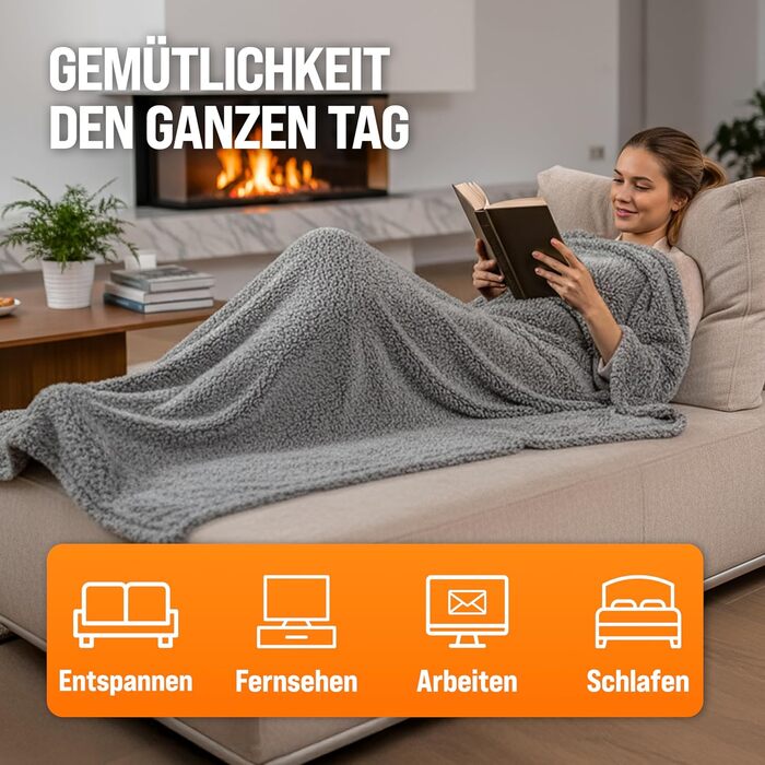 Електрична ковдра Monzana® 180x130 см, 120 Вт, 10 режимів нагріву, таймер, захист від перегріву, пральна, тепла флісова ковдра для ліжка