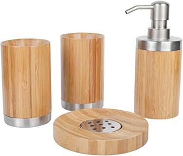 Набір для ванної кімнати Axentia Bambus, дерево/срібло, 10 x 23 x 19 см