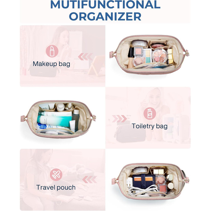 Косметичка для макіяжу BAGSMART - жіноча, для подорожей, рожевого кольору