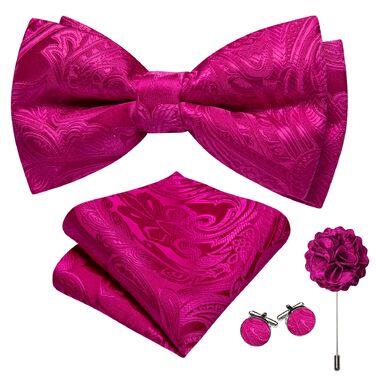 Тісний кравецький аксесуар Barry.Wang: краватка, хустинка та запонки в стилі 'Пlaid' (магента)