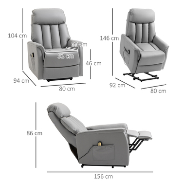 HOMCOM electric lift chair, upholstered recliner with lift assist and reclining function, TV chair with remote control