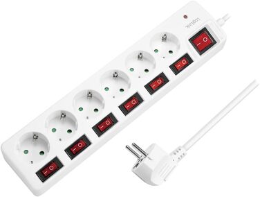 Смуга розподілу LogiLink LPS233 з 6 розетками, захистом від перенапруги та дитячим замком, CEE 7/3 (біла)