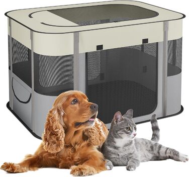 Вольєр для цуценят Relaxdays XL: розкладний, 43x71x55 см, для дому та вулиці, переносний, Oxford-тканина, кольоровий