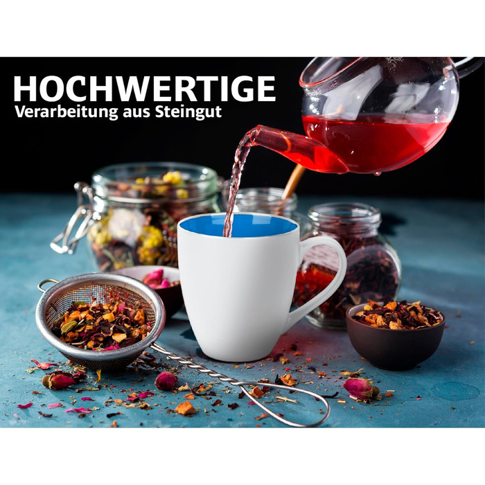 Набір кавових чашок Miamio Le Papillon (6 шт., 350 мл) - біло-червоний/біло-синій