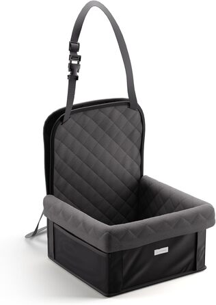 Автокрісло для собак середніх та маленьких порід Gütewerk, аксесуари для собак, стабільне автокрісло для собак на переднє сидіння, стабільне та складане автокрісло для собак, автокрісло для собак середнього розміру з запобіжним тросом, темно-сіре, на пере