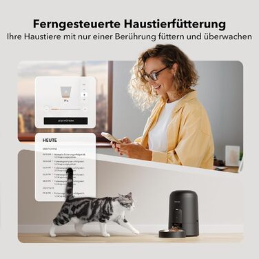 Автомат годування котів PETLIBRO з Wi-Fi, чорний, 2L, з мискою з нержавіючої сталі