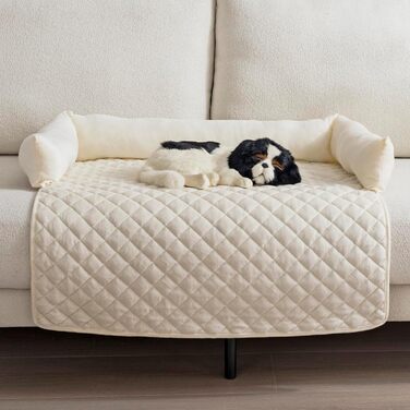 OKYUK Dog Beds Dog Cushion - Sofa Protector, Handcrafted Washable Dog Bed, Dog Cushion, Couch Cushion, Fluffy Dog Mat for Large, Medium & Small (75 x 75cm) (90 x 90 cm, Beige)