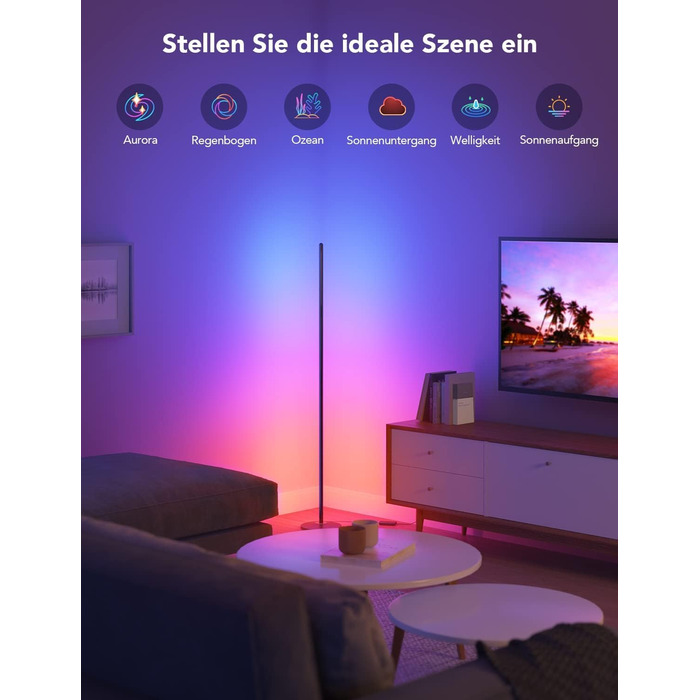Govee LED-лампа RGBIC з Wi-Fi, диммування, сумісна з Alexa та Google Assistant, 16 млн кольорів, 58 режимів, музичний режим, DIY для ігор та сну, чорний, 1 шт.