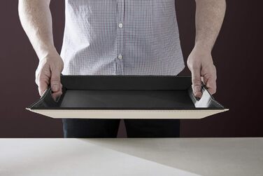 FREEFORM DUO - 2-in-1 reversible tray & placemat, black/taupe, faux leather, dimensions: 45 x 35 cm