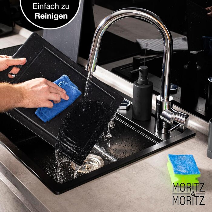 Набір обробних дощок Moritz & Moritz з пластику з імітацією граніту - 25 x 15 см, BPA Free, для сніданку, гігієнічні, придатні для миття в посудомийній машині (Великий, 4 шт.)