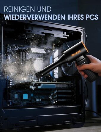 Електричний пилосос для повітря, 3 швидкості, 200000 обертів/хв, акумулятор 8000 mAh, тихий, для чищення ПК, клавіатур, авто та зовнішнього використання (чорний)