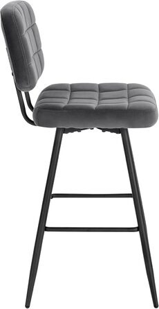 EUGAD Velvet & Metal Bar Stools 2-Pack - Padded Kitchen Counter Stools with Footrest & Backrest - Dark Gray
