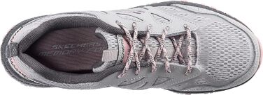 Дитячі кросівки Skechers 40 EU сірі зі шкіри та сітчастої тканини з рожевою окантовкою