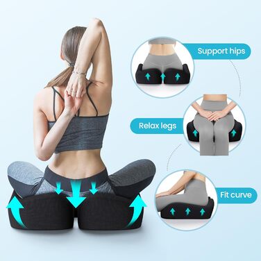 Ортопедична подушка для сидіння Benazcap Donut – для офісного крісла, авто та інвалідного візка. З ергономічної піни пам'яті для геморою, ішіасу, вагітності та після пологів (чорний)