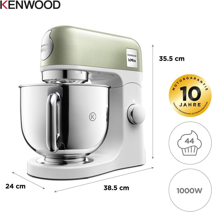 Кухонна машина Kenwood kMix Editions KMX760BC, 1000 Вт, чаша 5 л з нержавіючої сталі, набір для кондитера, зелений металік