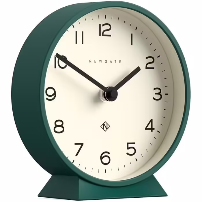 NEWGATE® M Silent Mantel Clock - 'No Ticking' - A Modern Mantel Clock - Small Clock - Mantel Clocks - Minimalist Dial - (Eden Green)