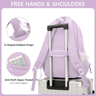 Шкільний рюкзак для дівчаток-підлітків: легкий, водонепроникний, з милим брелоком. Підходить для 3-5 класів та старшої школи. Великий рюкзак фіолетового кольору