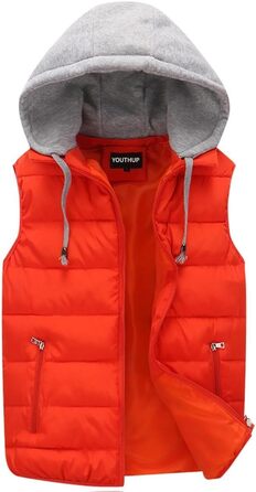 Чоловіча степкова жилетка YOUTHUP з капюшоном, тепла зимова жилетка для активного відпочинку, спортивна жилетка, оранжевого кольору (S)