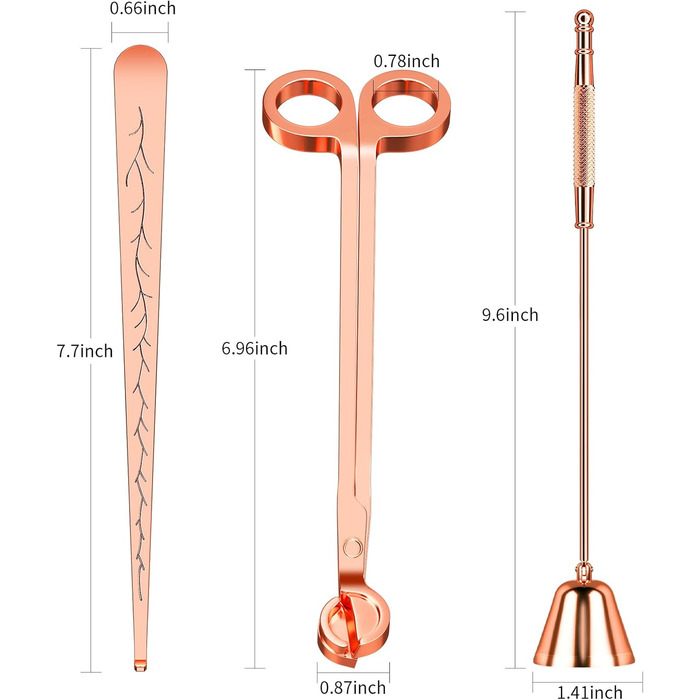 Candle Snuffer and Wick Trimmer Accessory Set (Rose Gold)