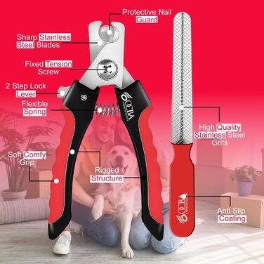 Професійний триммер для кігтів собак та котів з пилочкою. Нержавіюча сталь. Підходить для собак та котів будь-яких порід