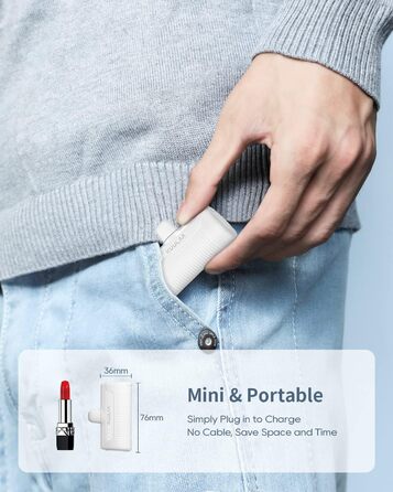 Power Bank 4500mAh PD для iPhone: компактний акумулятор для швидкої зарядки, сумісний з iPhone 14, 13, 12, 11, XS, XR, X, 8, 7, 6. Колір: кремовий